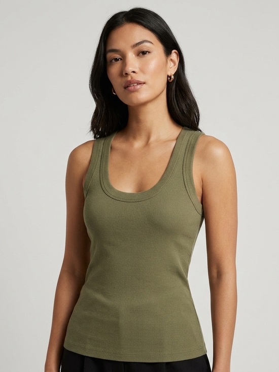 Banana Republic Tops - Banana Republic Olive Green Ribbed Scoop Neck Tank Top
